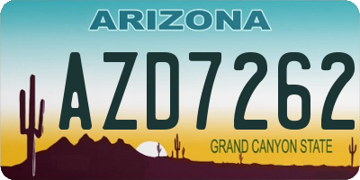 AZ license plate AZD7262