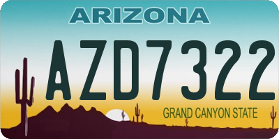 AZ license plate AZD7322