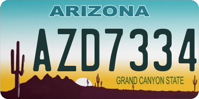 AZ license plate AZD7334