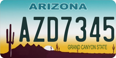 AZ license plate AZD7345