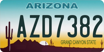 AZ license plate AZD7382