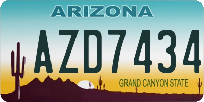 AZ license plate AZD7434