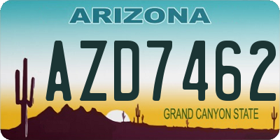 AZ license plate AZD7462