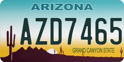 AZ license plate AZD7465