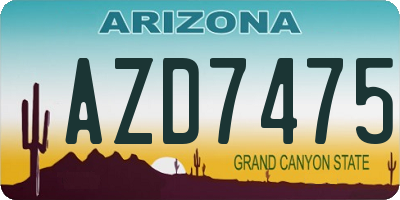 AZ license plate AZD7475