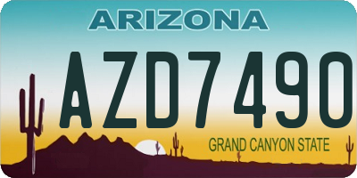 AZ license plate AZD7490