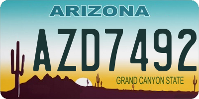 AZ license plate AZD7492