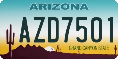 AZ license plate AZD7501