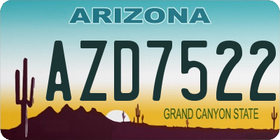 AZ license plate AZD7522