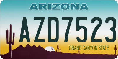 AZ license plate AZD7523