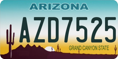 AZ license plate AZD7525