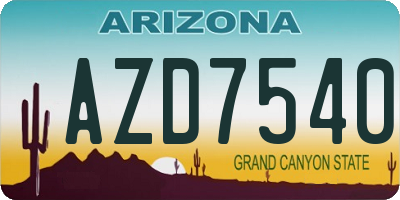 AZ license plate AZD7540