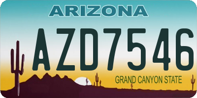 AZ license plate AZD7546