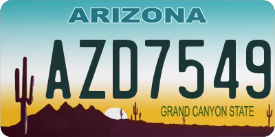 AZ license plate AZD7549