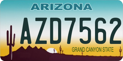 AZ license plate AZD7562