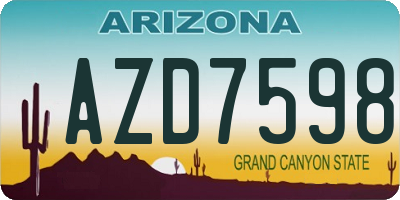 AZ license plate AZD7598