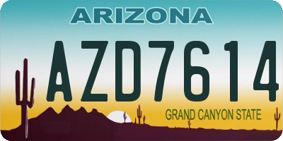 AZ license plate AZD7614