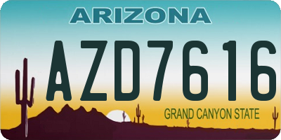 AZ license plate AZD7616