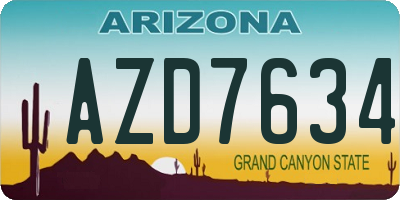 AZ license plate AZD7634