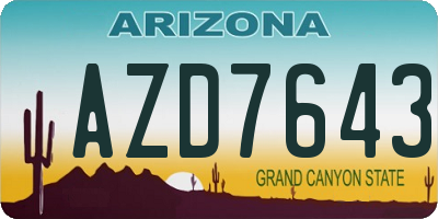 AZ license plate AZD7643