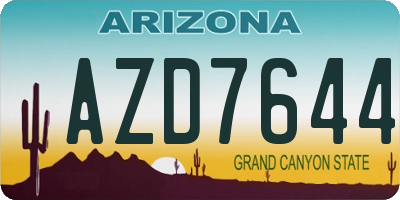 AZ license plate AZD7644