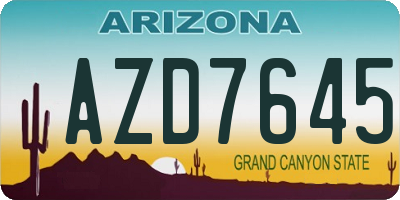AZ license plate AZD7645
