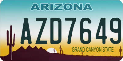 AZ license plate AZD7649