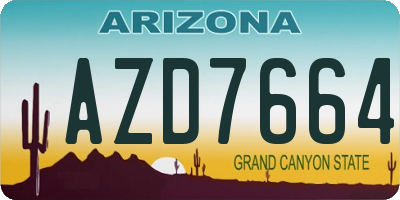 AZ license plate AZD7664