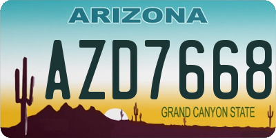 AZ license plate AZD7668