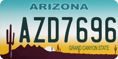 AZ license plate AZD7696
