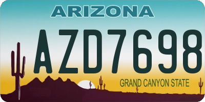 AZ license plate AZD7698