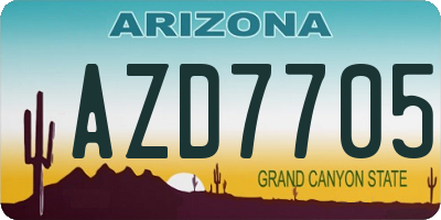 AZ license plate AZD7705