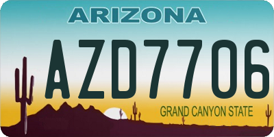 AZ license plate AZD7706
