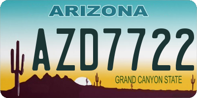 AZ license plate AZD7722