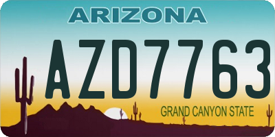 AZ license plate AZD7763