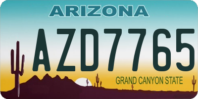 AZ license plate AZD7765