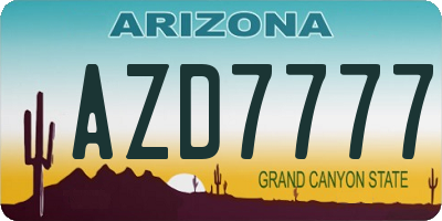 AZ license plate AZD7777