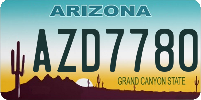 AZ license plate AZD7780