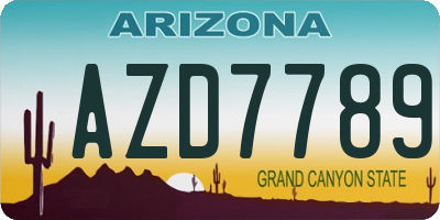 AZ license plate AZD7789