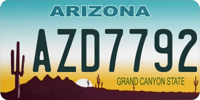 AZ license plate AZD7792