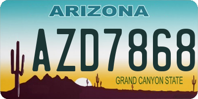 AZ license plate AZD7868