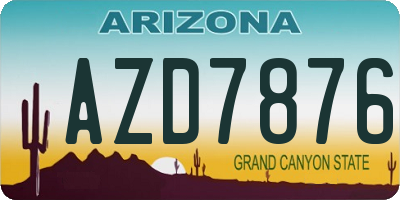 AZ license plate AZD7876