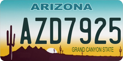 AZ license plate AZD7925