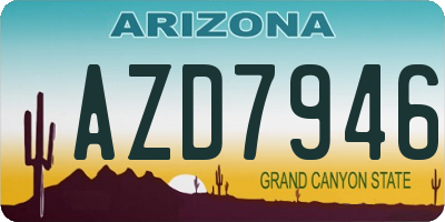 AZ license plate AZD7946