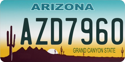 AZ license plate AZD7960