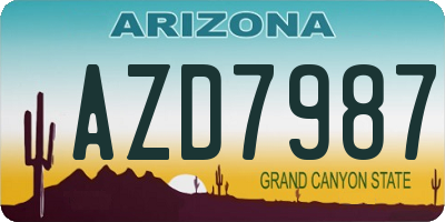 AZ license plate AZD7987