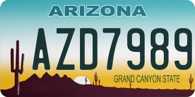 AZ license plate AZD7989