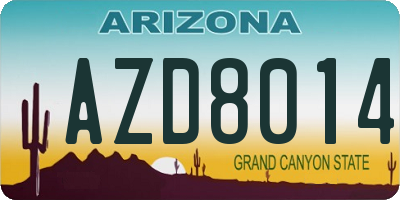 AZ license plate AZD8014