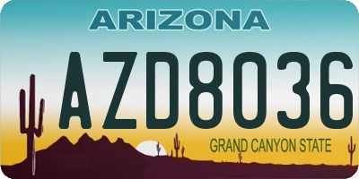 AZ license plate AZD8036