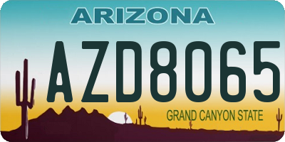 AZ license plate AZD8065